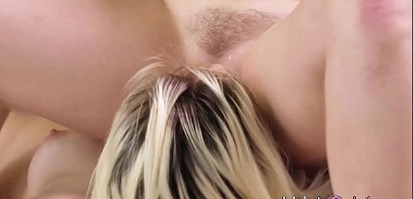  Nubile dyke Laney Grey pussy eaten in sensual threesome